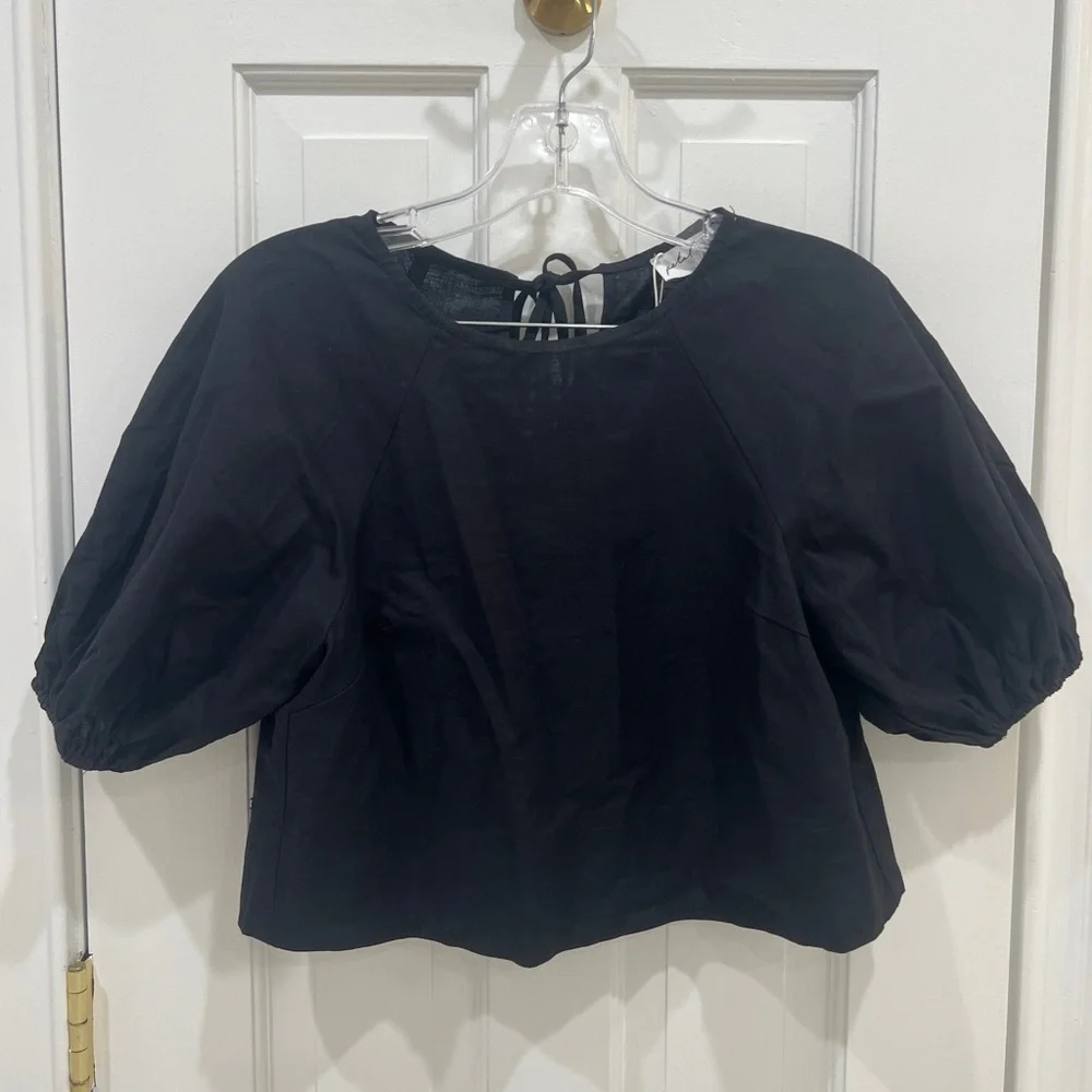 Petal & Pup Chelsey Linen Shirt & Shorts 2 Piece Set Black Women's Size 2 NWT